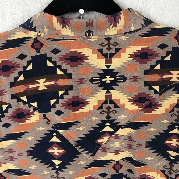 Ryan Michael Shirt Mens 2XL Multicolor Silk Pearl Snap Southwestern Long Sleeve - Picture 11 of 16